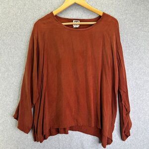 CTC‎ Carol Turner Collection Size Medium Rayon Blouse USA Burnt Orange Top Shirt